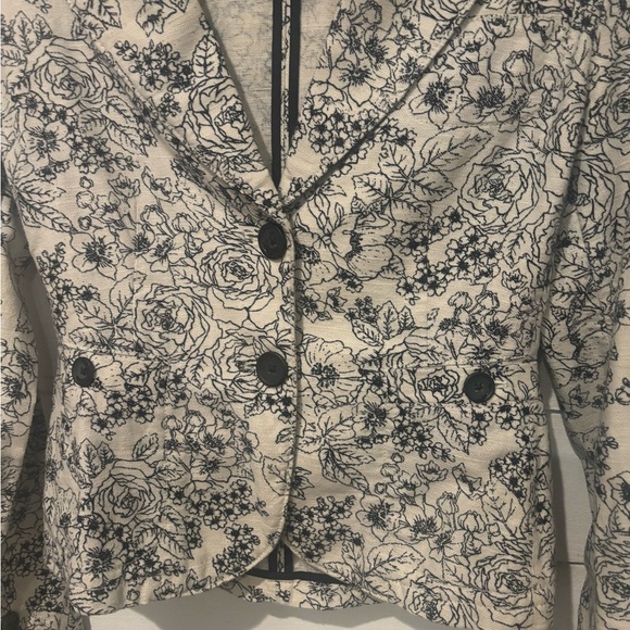 Banana Republic Sz Small Cottagecore Floral Blazer Linen/Cotton Jacket - Picture 13 of 13